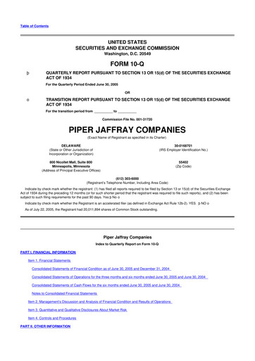 Thumbnail Piper Sandler
 10-Q Quarterly Report FY 