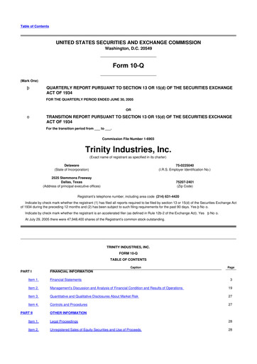 Vorschaubild Trinity Industries
 10-Q Quartalsbericht  