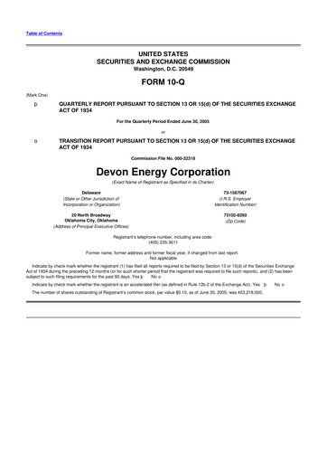 Thumbnail Devon Energy
 10-Q Quarterly Report FY 
