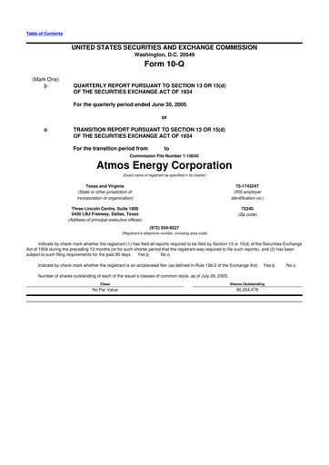 Thumbnail Atmos Energy 10-Q Quarterly Report FY 