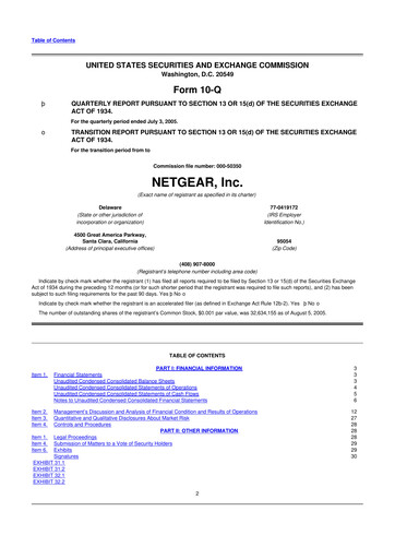 Thumbnail NETGEAR 10-Q Quarterly Report FY 