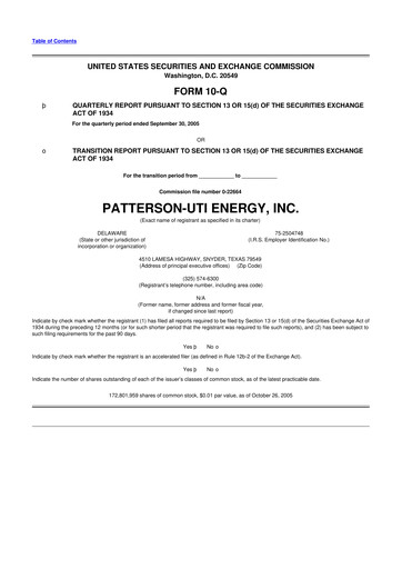 Thumbnail Patterson-UTI Energy 10-Q Quarterly Report FY 