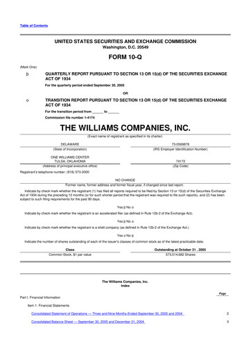 Thumbnail Williams Companies
 10-Q Quarterly Report FY 