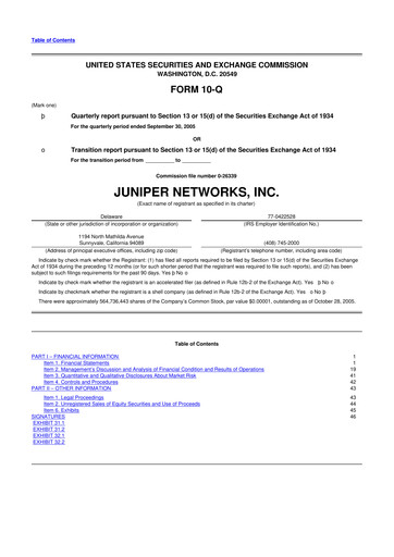 Thumbnail Juniper Networks
 10-Q Quarterly Report FY 