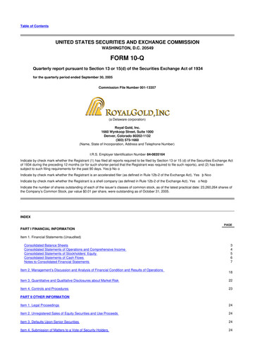 Thumbnail Royal Gold
 10-Q Quarterly Report FY 