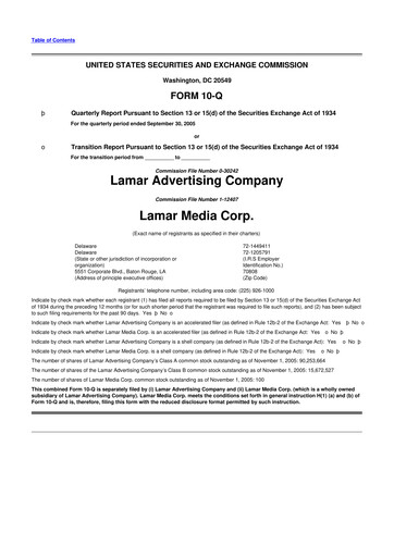 Thumbnail Lamar Advertising 10-Q Quarterly Report FY 