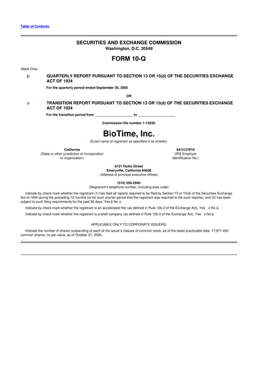 Miniature Lineage Cell Therapeutics
 10-Q Rapport trimestriel  