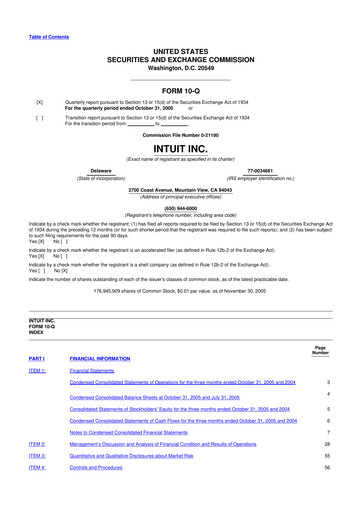Vorschaubild Intuit 10-Q Quartalsbericht  
