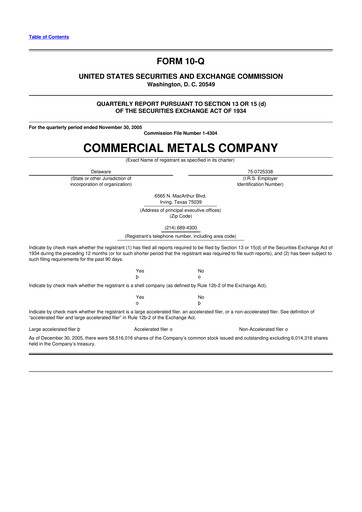 Thumbnail Commercial Metals Company 10-Q Quarterly Report FY 