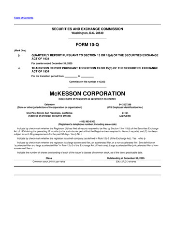 Thumbnail McKesson 10-Q Quarterly Report FY 