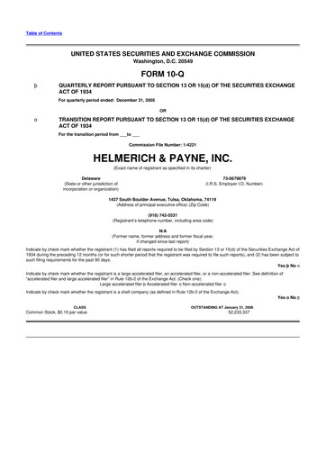 Thumbnail Helmerich & Payne

 10-Q Quarterly Report FY 