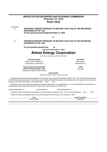Thumbnail Atmos Energy 10-Q Quarterly Report FY 