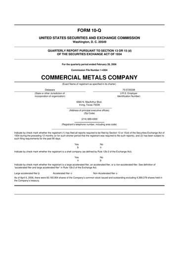 Thumbnail Commercial Metals Company 10-Q Quarterly Report FY 
