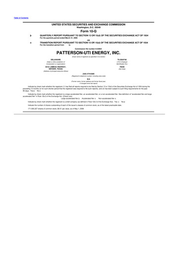 Thumbnail Patterson-UTI Energy 10-Q Quarterly Report FY 