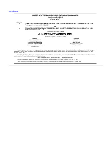 Thumbnail Juniper Networks
 10-Q Quarterly Report FY 