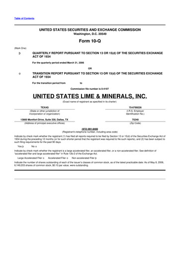 Thumbnail United States Lime & Minerals  10-Q Quarterly Report FY 