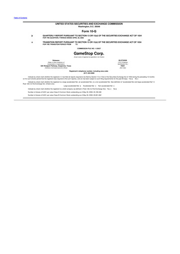 Thumbnail GameStop
 10-Q Quarterly Report FY 