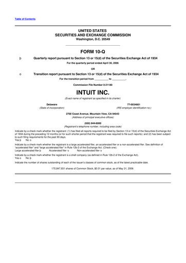 Vorschaubild Intuit 10-Q Quartalsbericht  