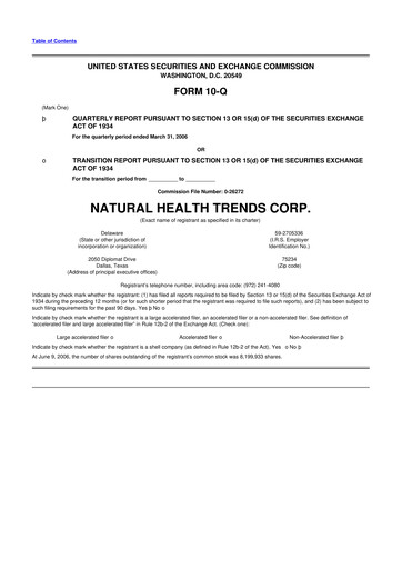 Thumbnail Natural Health Trends 10-Q Quarterly Report FY 