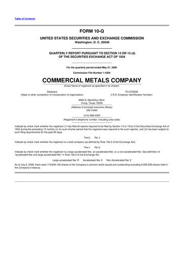 Thumbnail Commercial Metals Company 10-Q Quarterly Report FY 
