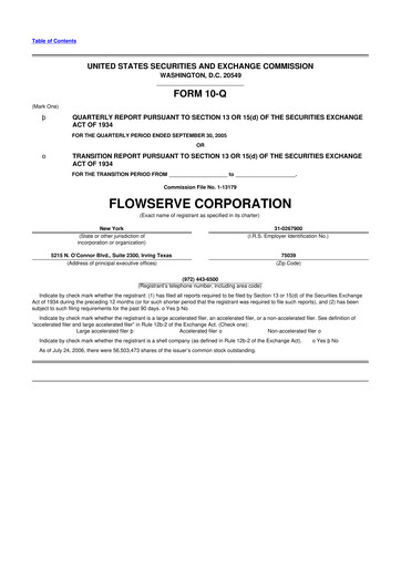 Thumbnail Flowserve
 10-Q Quarterly Report FY 