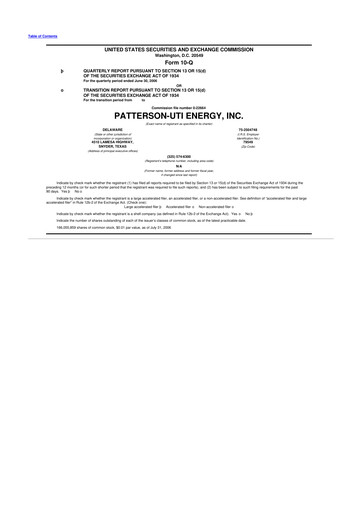 Thumbnail Patterson-UTI Energy 10-Q Quarterly Report FY 