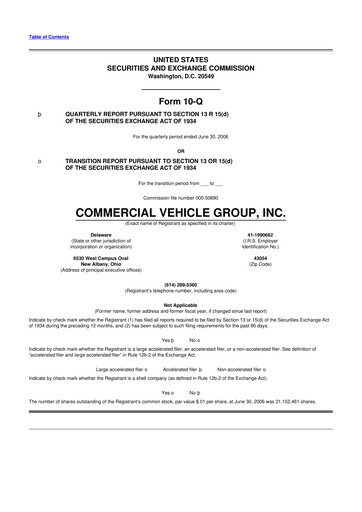Miniature Commercial Vehicle Group (CVG) 10-Q Rapport trimestriel  