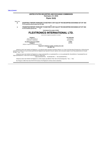 Thumbnail Flex 10-Q Quarterly Report FY 