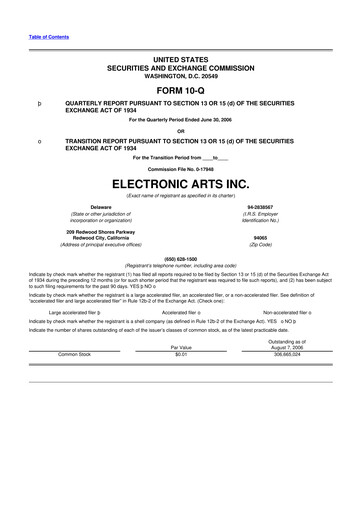 Thumbnail Electronic Arts 10-Q Quarterly Report FY 