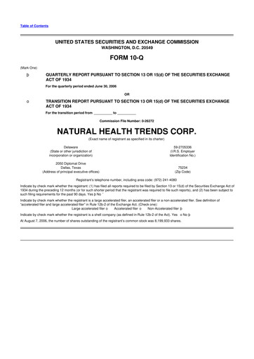 Thumbnail Natural Health Trends 10-Q Quarterly Report FY 
