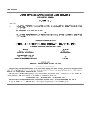 Thumbnail Hercules Capital
 10-Q Quarterly Report FY 