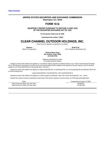 Thumbnail Clear Channel Outdoor
 10-Q Quarterly Report FY 
