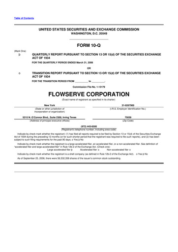 Thumbnail Flowserve
 10-Q Quarterly Report FY 