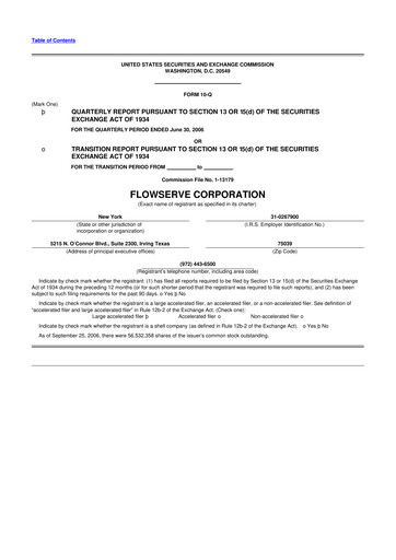 Thumbnail Flowserve
 10-Q Quarterly Report FY 