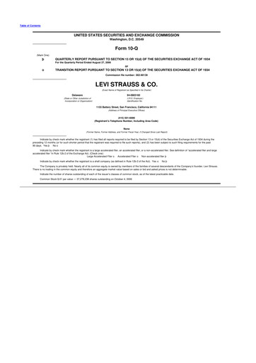 Thumbnail Levi Strauss & Co. 10-Q Quarterly Report FY 