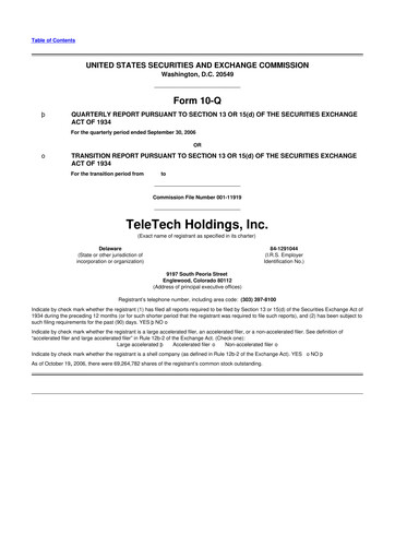 Thumbnail TTEC 10-Q Quarterly Report FY 