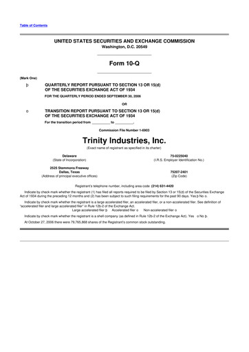 Vorschaubild Trinity Industries
 10-Q Quartalsbericht  