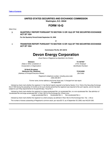 Thumbnail Devon Energy
 10-Q Quarterly Report FY 