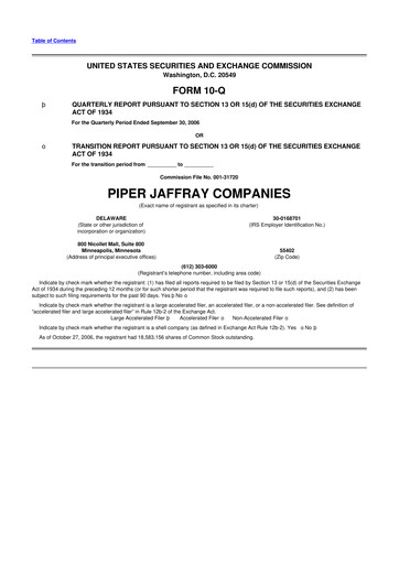 Thumbnail Piper Sandler
 10-Q Quarterly Report FY 