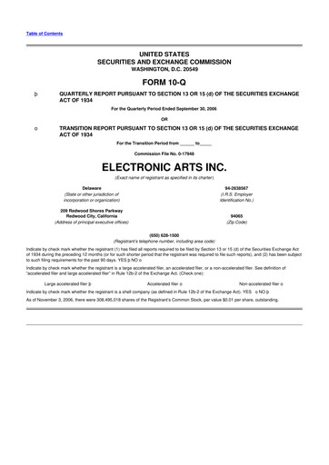 Thumbnail Electronic Arts 10-Q Quarterly Report FY 