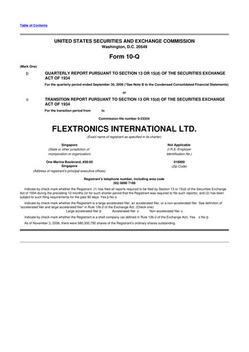 Thumbnail Flex 10-Q Quarterly Report FY 