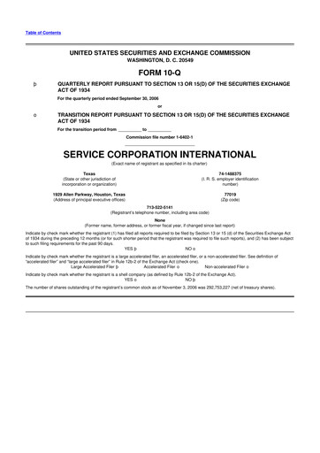 Vorschaubild Service Corporation International
 10-Q Quartalsbericht  