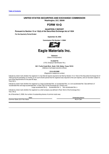 Thumbnail Eagle Materials
 10-Q Quarterly Report FY 
