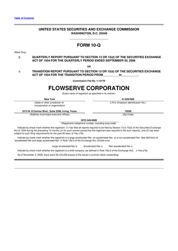 Thumbnail Flowserve
 10-Q Quarterly Report FY 