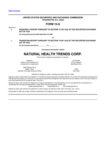 Thumbnail Natural Health Trends 10-Q Quarterly Report FY 