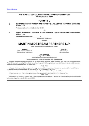 Thumbnail Martin Midstream Partners 10-Q Quarterly Report FY 