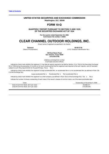 Thumbnail Clear Channel Outdoor
 10-Q Quarterly Report FY 