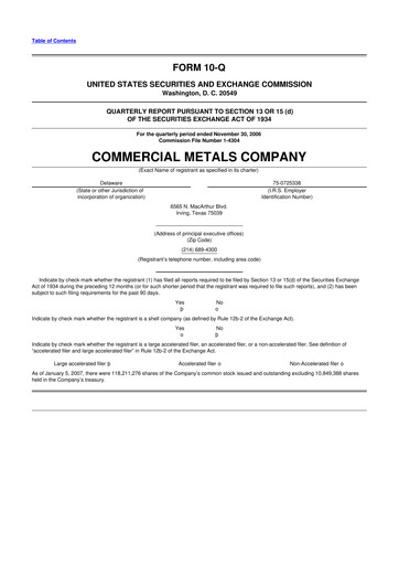Thumbnail Commercial Metals Company 10-Q Quarterly Report FY 