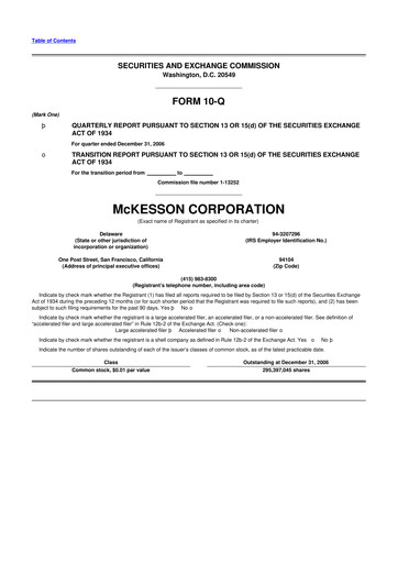 Thumbnail McKesson 10-Q Quarterly Report FY 