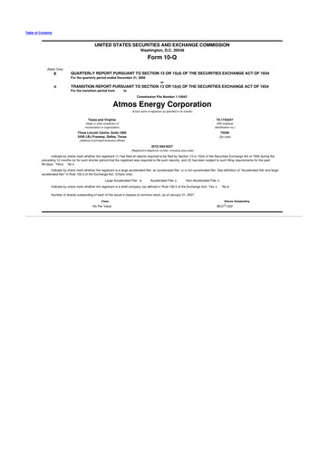 Thumbnail Atmos Energy 10-Q Quarterly Report FY 